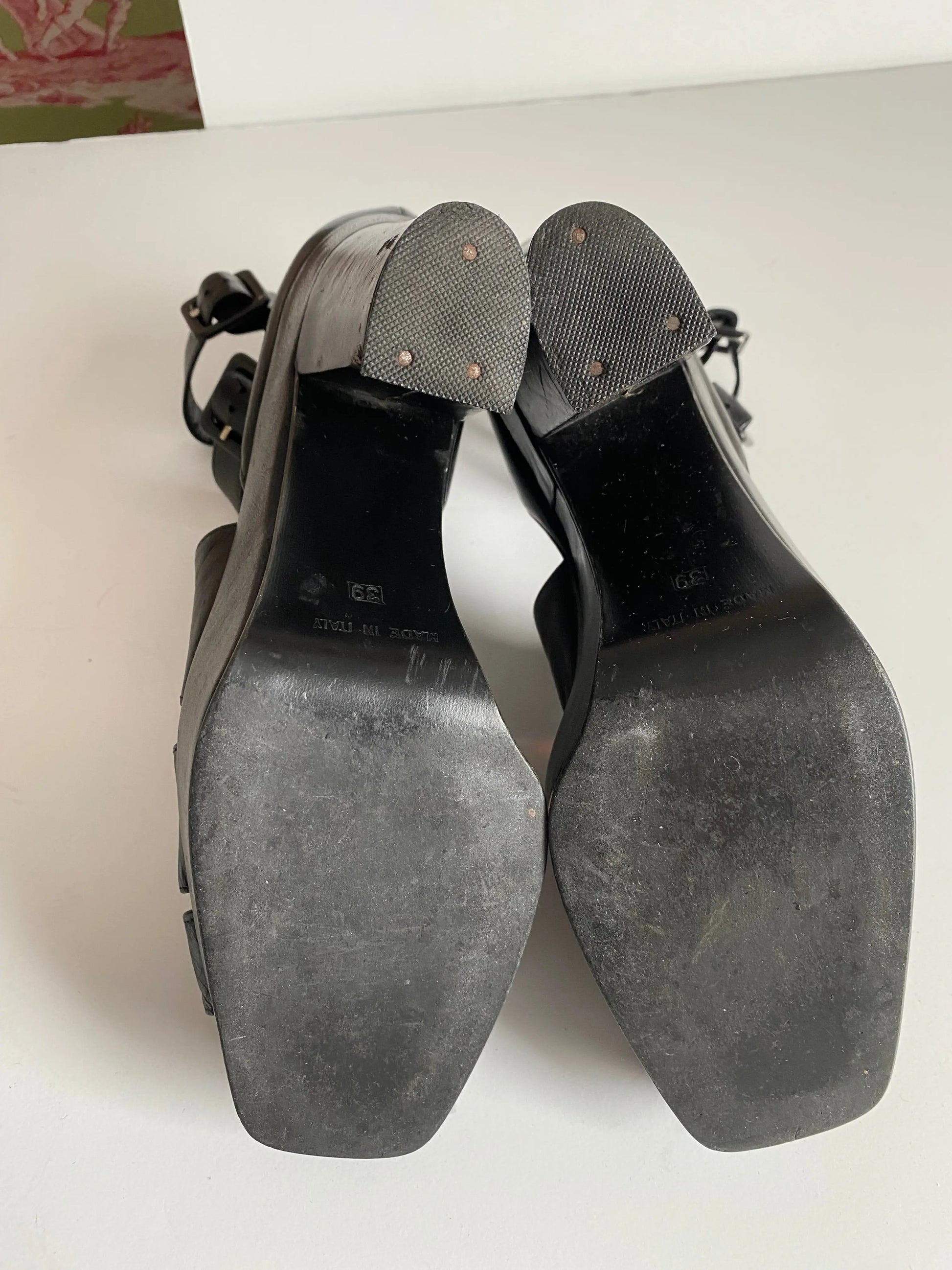 Omari High-Heeled Platform Leather Strappy Shoes Vivienne Austin