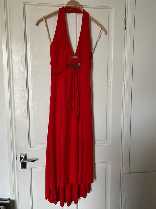 Red Karen Millen Summer Dress Size 14 Vivienne Austin