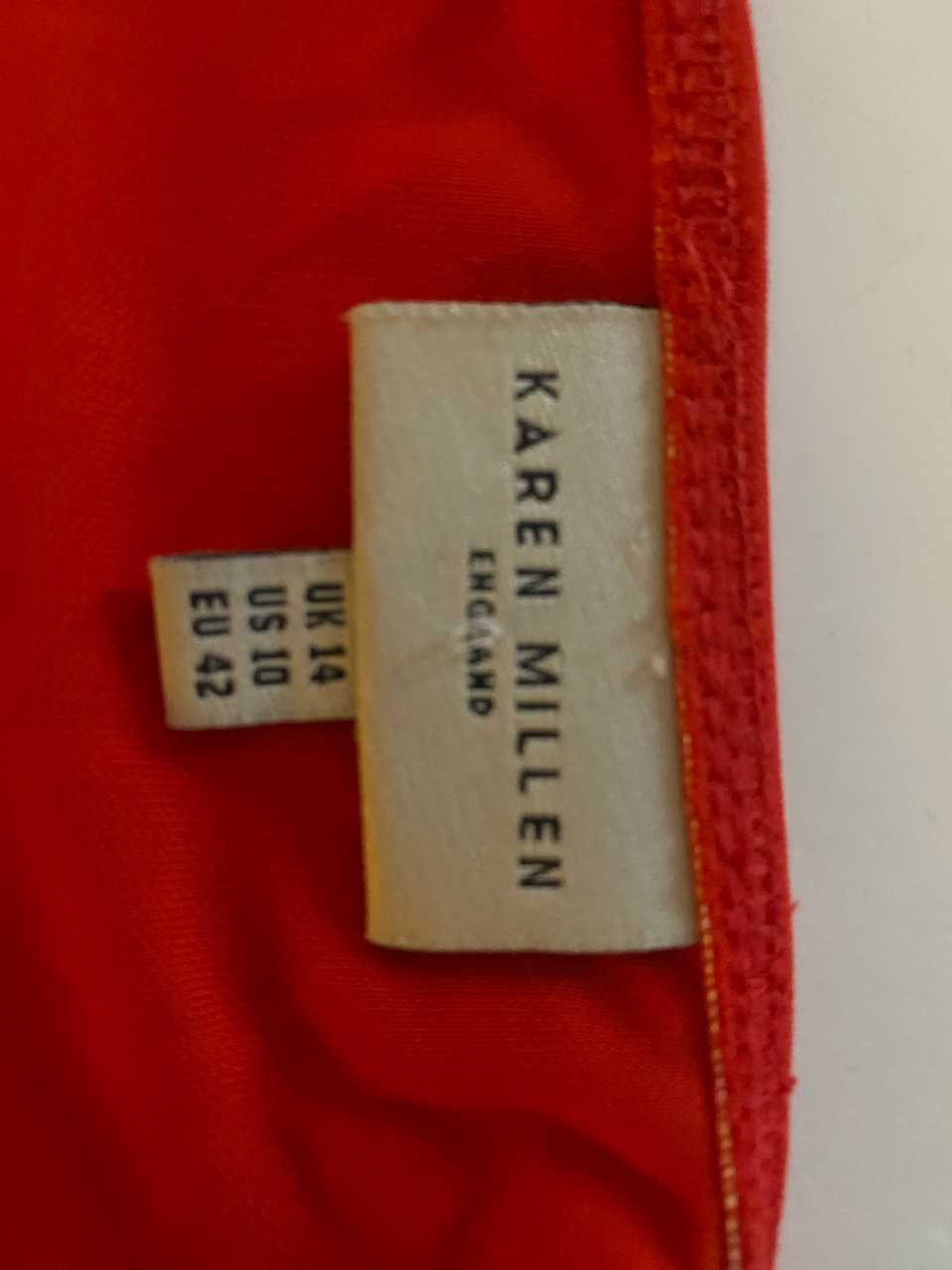 Red Karen Millen Summer Dress Size 14 Vivienne Austin