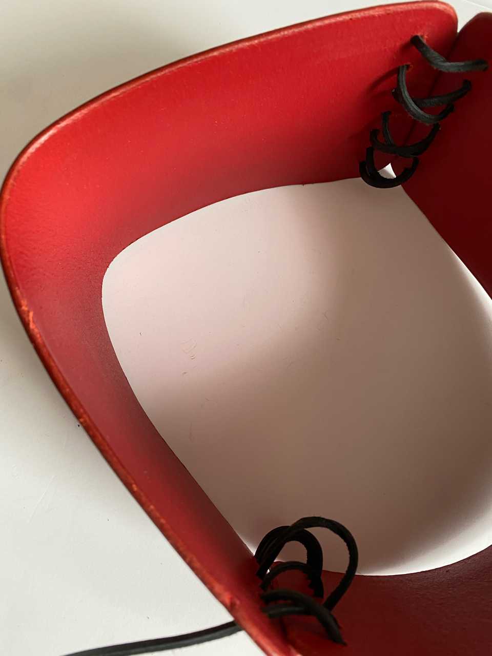 Red vegetable-tan Leather Corset Belt- Handmade by Me Cherchez La Femme brand