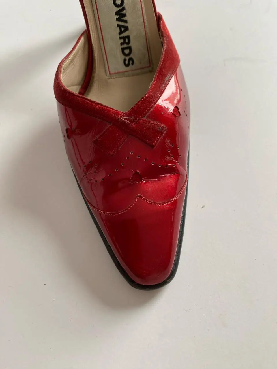 Warren Edwards—stunning vibrant red shoes from New York Vivienne Austin