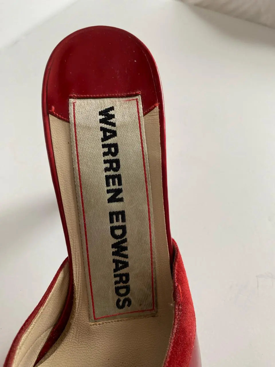 Warren Edwards—stunning vibrant red shoes from New York Vivienne Austin