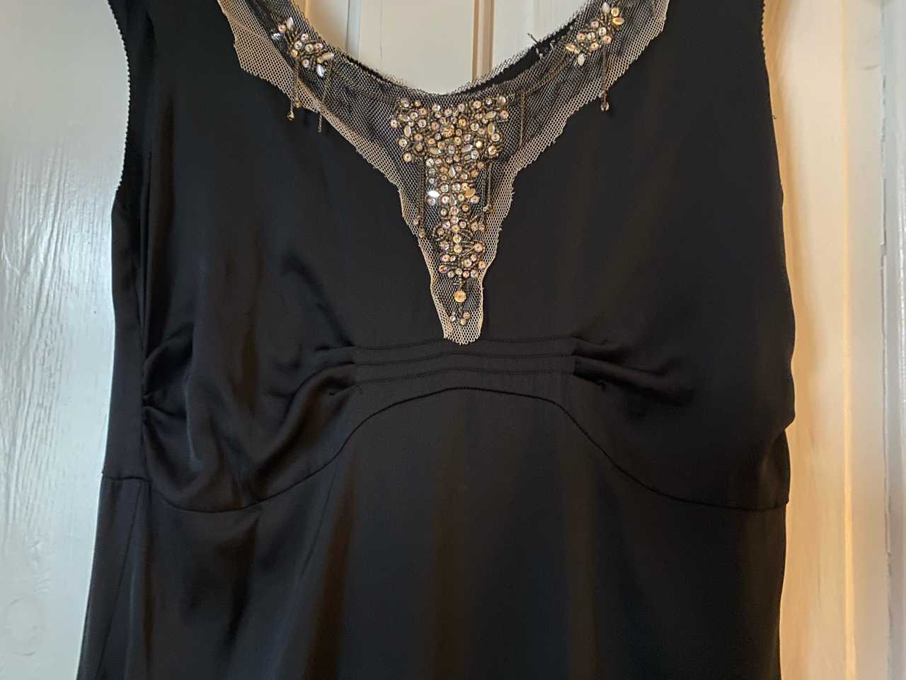 Whistles Black Metal Embroidered Silk Dress Vivienne Austin