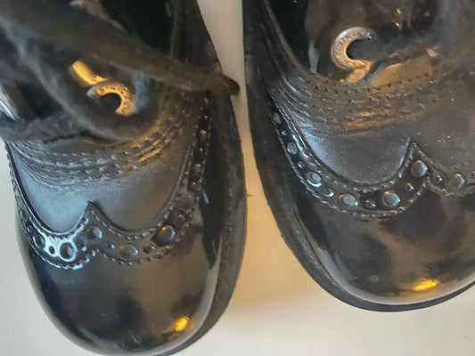 70s Vibe Kickers Womens chunky black patent/leather shoes size 7 Cherchez La Femme brand