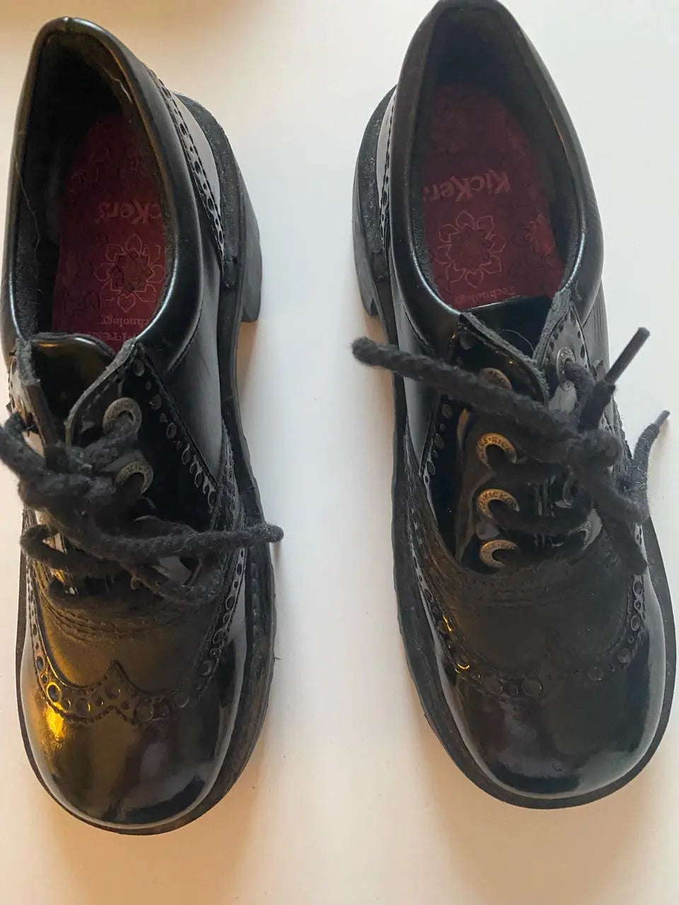 70s Vibe Kickers Womens chunky black patent/leather shoes size 7 Cherchez La Femme brand
